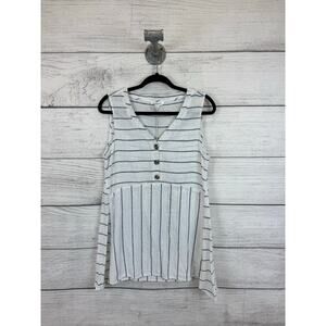 Beach Lunch lounge Women's White & Blue Stripe Sleeveless Top Size Medium